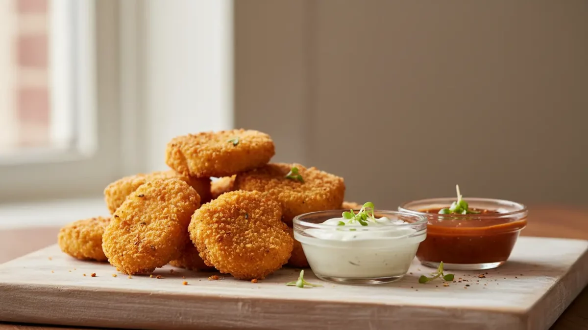 Knusprige Kroketten mit weißem und rotem Dip