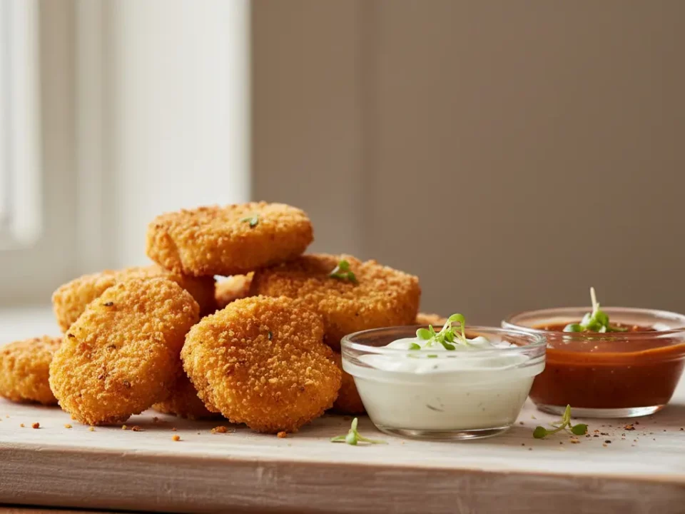 Knusprige Kroketten mit weißem und rotem Dip