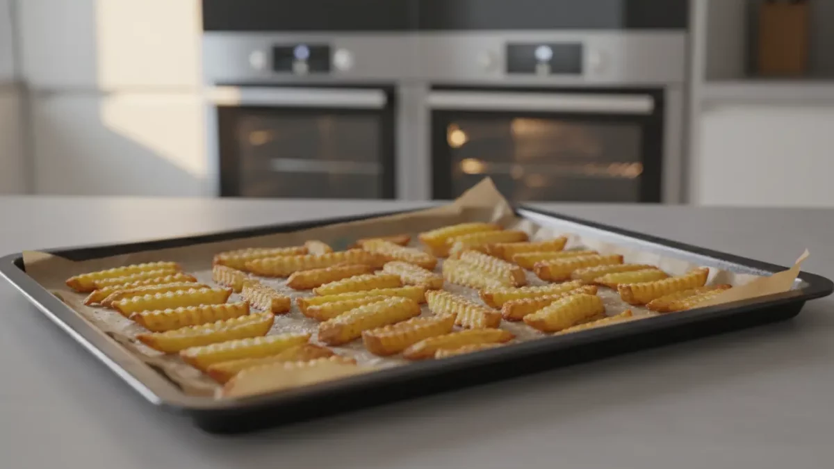 Finke-Blog: Ofengebackene Pommes auf Backblech.